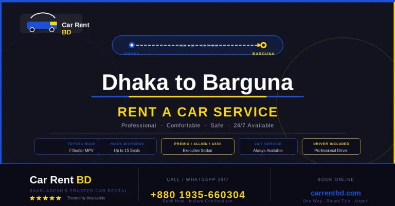 Dhaka to Barguna Rent a Car
