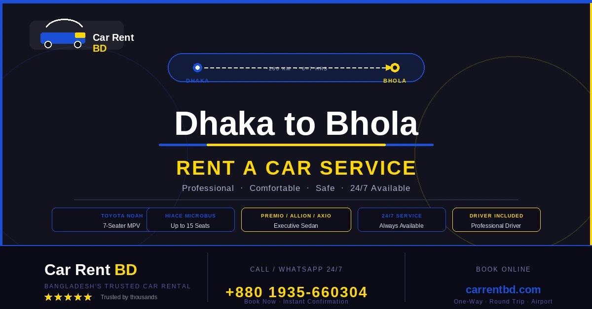 Dhaka to Bhola Rent a Car