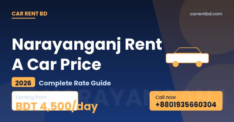 Narayanganj Rent A Car Price list — Car Rent BD fleet including sedan, microbus, and SUV ready for Sonargaon, Panam City tours